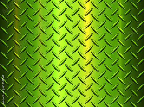 Diamond steel metal sheet texture background, metallic green shiny vector illustration.