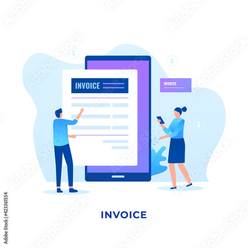 Flat illustration electronic invoice concept design. Illustration for websites, landing pages, mobile applications, posters and banners
