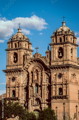 The Church of Iglesia de la Compania de Jesus on Plaza de Armas Square in Cusco, Peru, South America