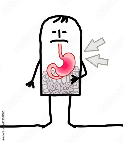 Cartoon Man suffering because of Gastric problems