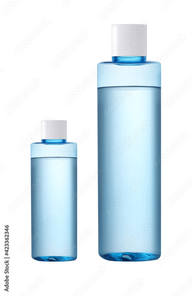 Plastic toner bottles on white background Plastic toner bottles on white background
