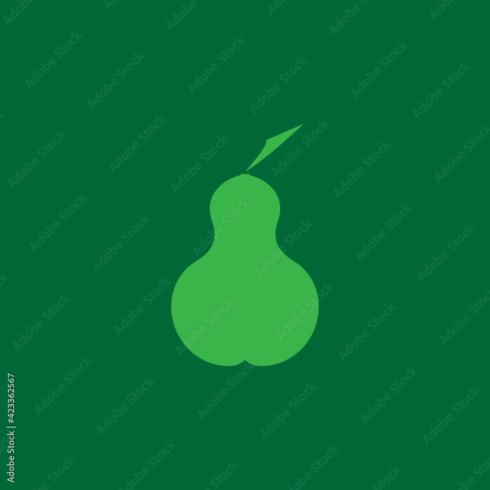 Pear flat icon. Simple style fruit farm symbol. Logo design element. T-shirt printing. eps10. Vector for sticker.