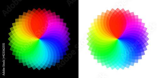 Color wheel palette.  RGB color model with Intersecting red, green and blue circles. Semitransparent mixing mode photo