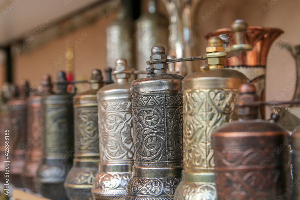 souvenirs, copper ornaments, coffee grinder from Mostar souvenirs, copper ornaments, coffee grinder from Mostar