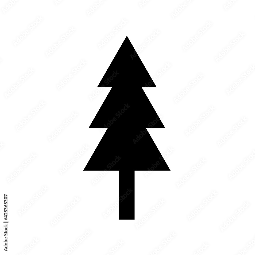 Pine tree on white background.  illustration.