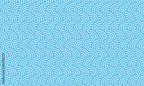 Repetitive Retro Curved Print Texture. Asian Oriental Art Pattern. Continuous Modern Vector Curly Plexus Texture Background. Repeat Minimal Simple Graphic Optical Endless Pattern. Simple Ocean Waves