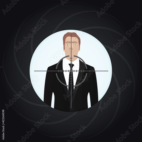 Sniper aiming to man i suit. vector