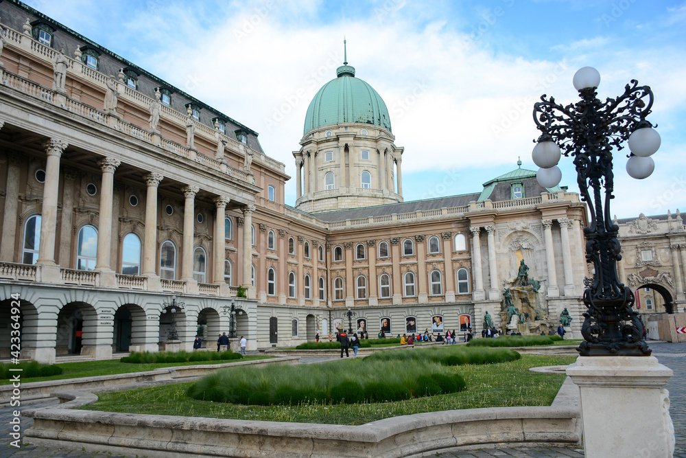 Budapest, Hungary - May 2, 2019: Buda Castle palace complex of the Hungarian kings in Budapest
