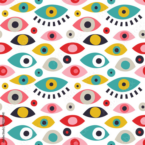 Astract eyes seamless vector pattern.