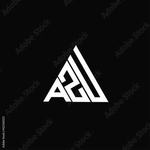 A Z U letter logo creative design on black color background. AZU icon photo