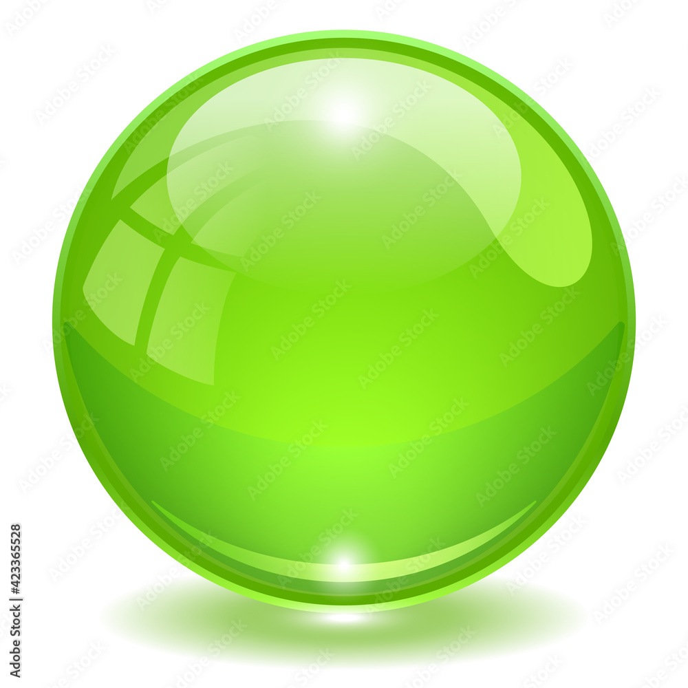Green glass 3d ball vector illustration
