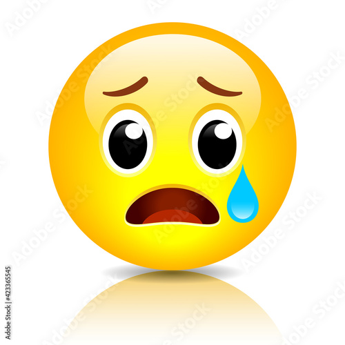 Sad emoji, crying vector emoticon