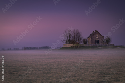 Sunset over the former island of Schokland (The Netherlands)