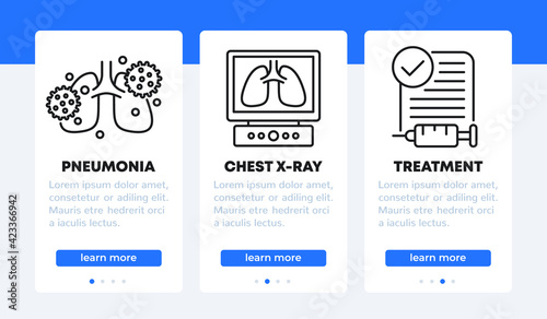 pneumonia, virus in lungs, chest x-ray banners for web