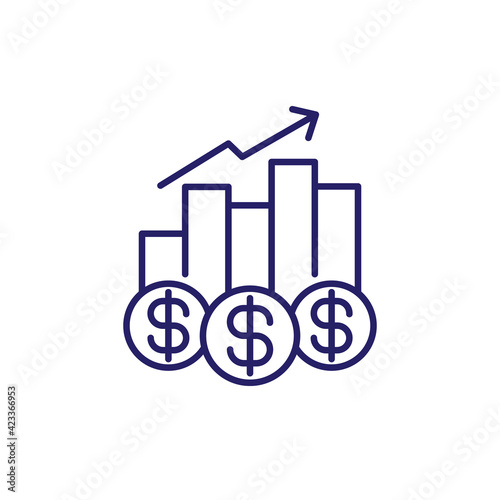 profit, income growth line icon
