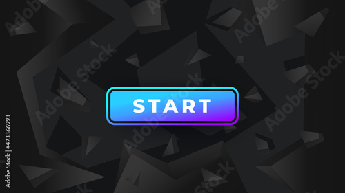 Start game button on abstract background, vector