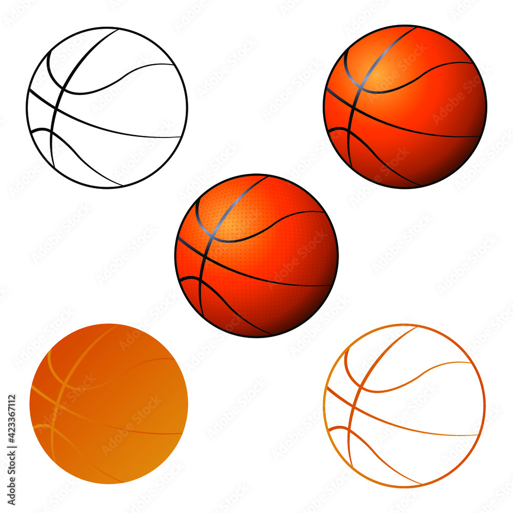 Basketball ball set. Sport art. Simple flat icon vector illustration eps10