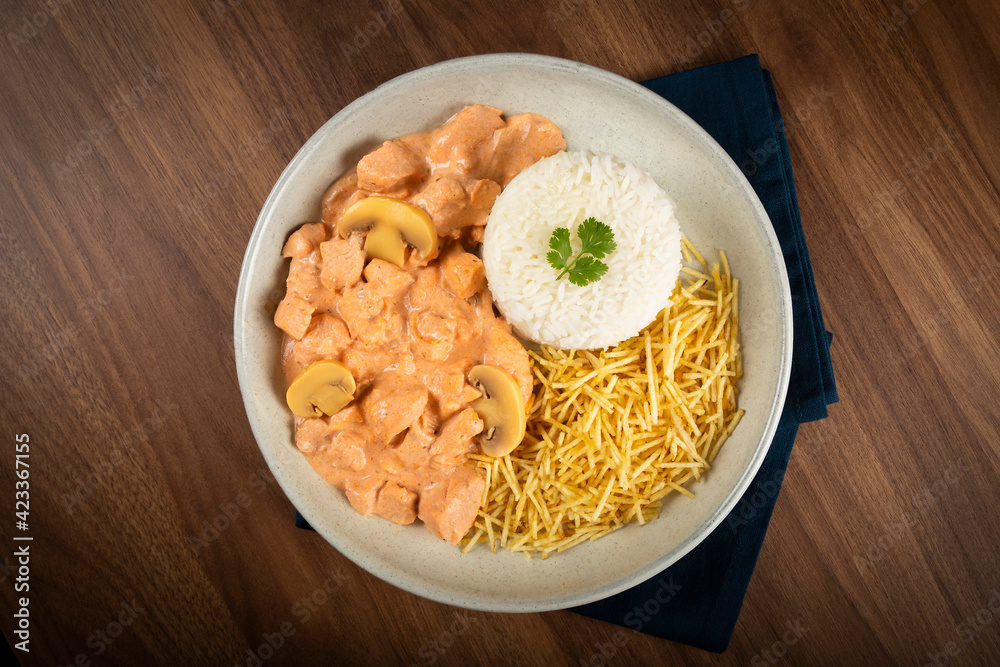Delicious chicken stroganoff with mushrooms. Delicious chicken stroganoff with mushrooms.
