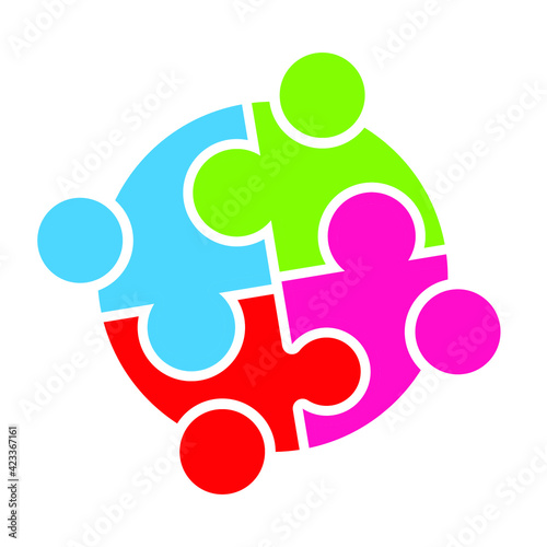 Community puzzle union support on the white background. Eps 10 vector illustration.