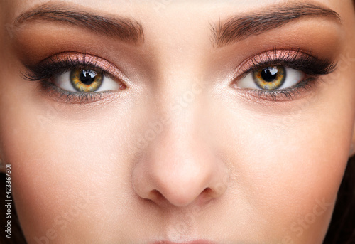 Closeup macro shot of human female face.