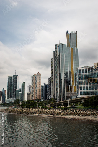 View of the financial district of Panama City Panama.