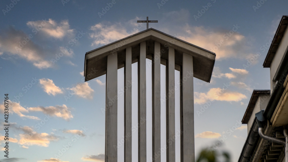 A contemporary design of a church tower 