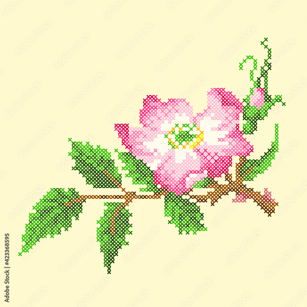 vector illustration cross stitch flower