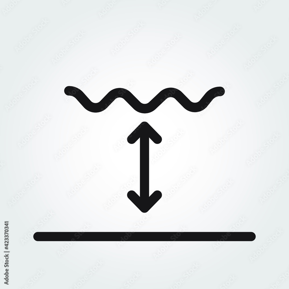 Water depth line outline icon. Eps10 vector illustration. Water depth line outline icon. Eps10 vector illustration.