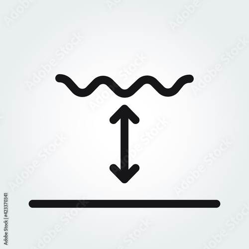 Water depth line outline icon. Eps10 vector illustration.