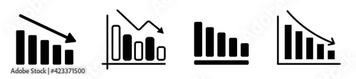 Set of loss modern icons, graph chart down icons, down arrow symbol in line style
