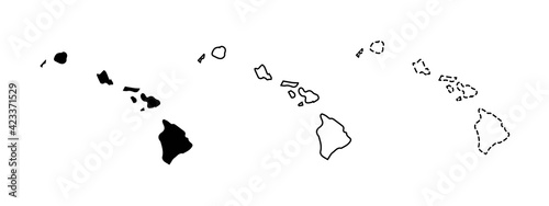 Hawaii state isolated on a white background, USA map