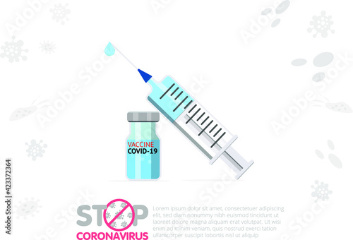 Anti Coronavirus disease COVID-19 infection medical vaccine with typography and copy space. New official name for Coronavirus disease named COVID-19. Vaccination concept. Vector banner.