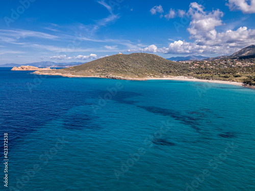 Aerial view of Bodri beach in Corsica © Jon Ingall