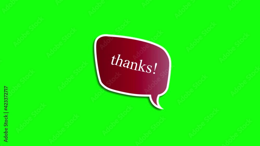 Cartoon speech bubbles with text thanks on green screen. Animation Cartoon speech bubbles with text thanks on green screen. Animation