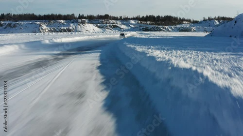 Ice rally racing in winter