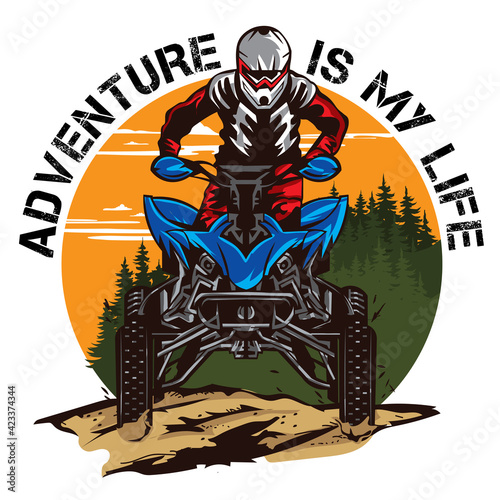 ATV racing and adventure vector illustration, perfect for tshirt design and ATV Shop and Rental logo