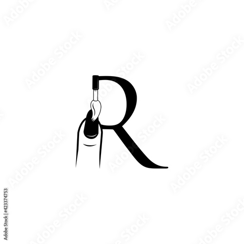 logo nail with letter r vector design	