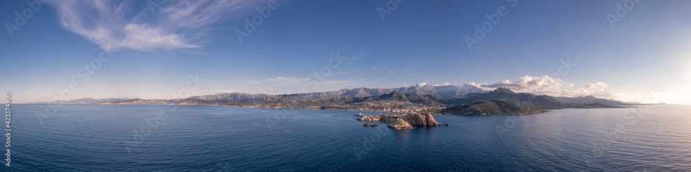 Panoramic aerial view of Ile Rousse in Corsica