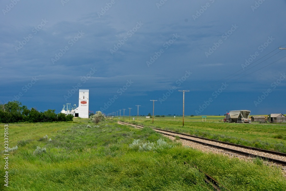 Grain elevator in Bracken in Saskatchewan Canada