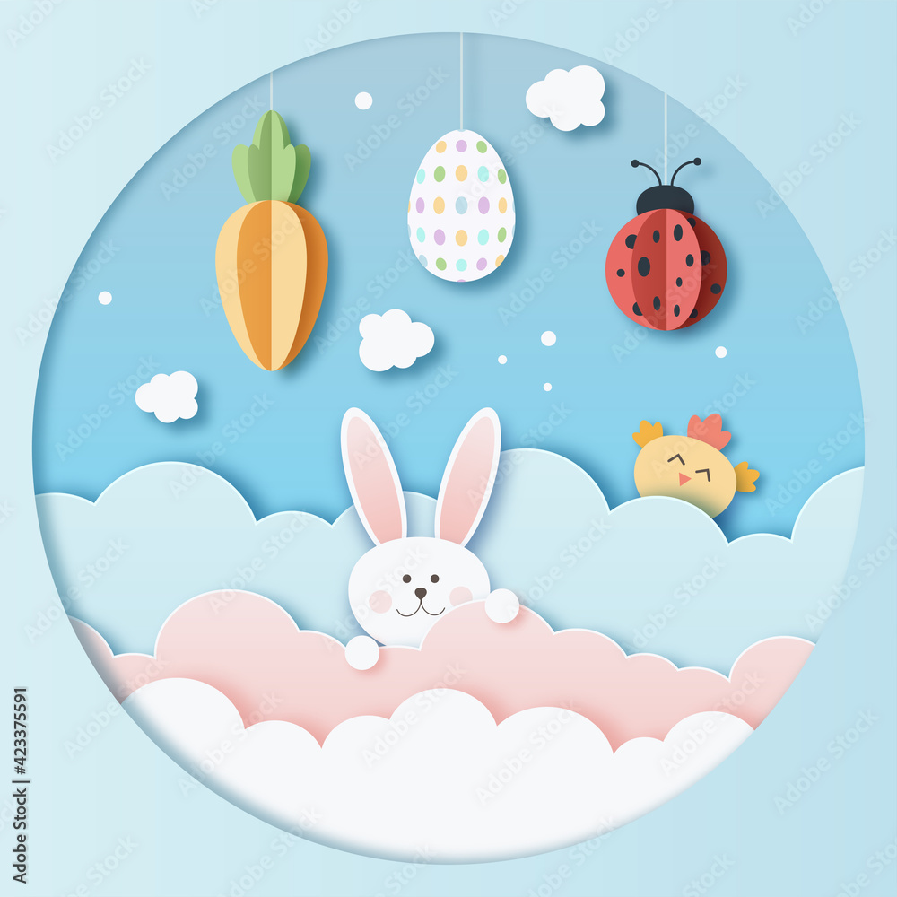 Easter card with cardboard effect Easter card with cardboard effect