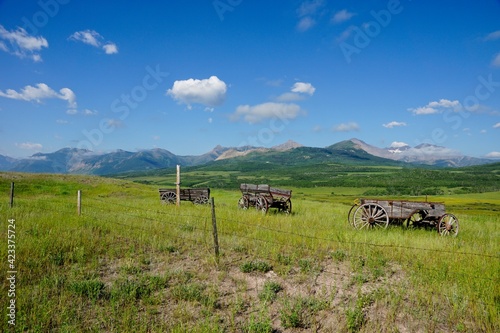 Old wagons in Southern Alberta in Canada