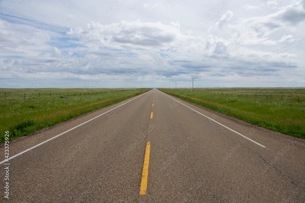 Road in Southern Alberta in Canada