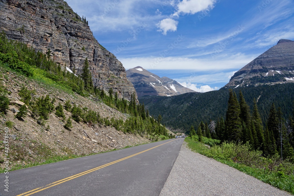 Mountain scenery in Glacier National Park in Montana USA