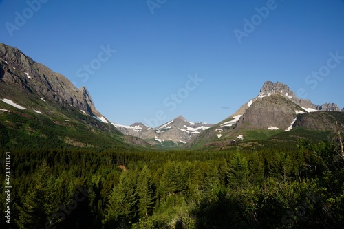 Mountain scenery in Glacier National Park in Montana USA