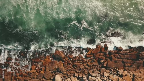 top-down drone shot of Atlantic ocean near cape point