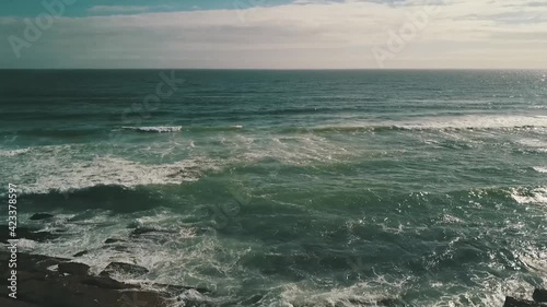 drone shot of atlantic ocean near cape point south africa