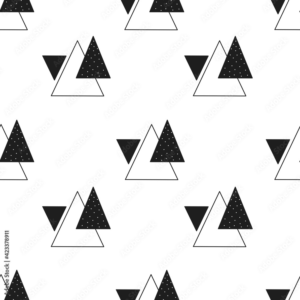 Seamless pattern of geometric shapes in the Scandinavian style