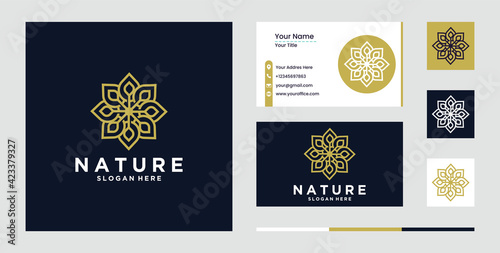 Simple nature leaf ornament logo design flower logo