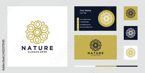 Simple nature leaf ornament logo design flower logo