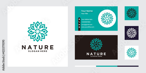 Simple nature leaf ornament logo design flower logo